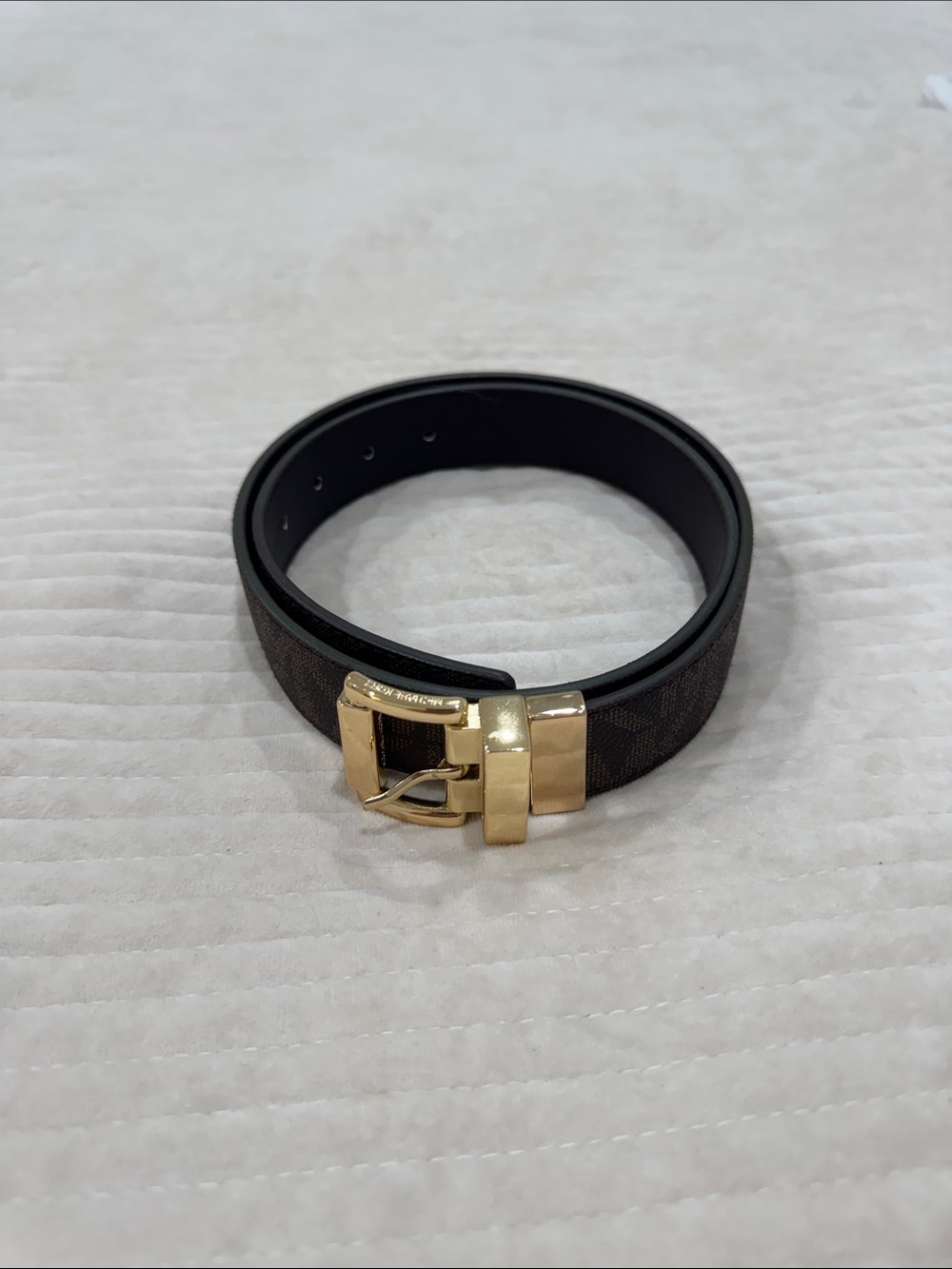 Michael Kors Women's Leather Belt with Gold Buckle Reversible